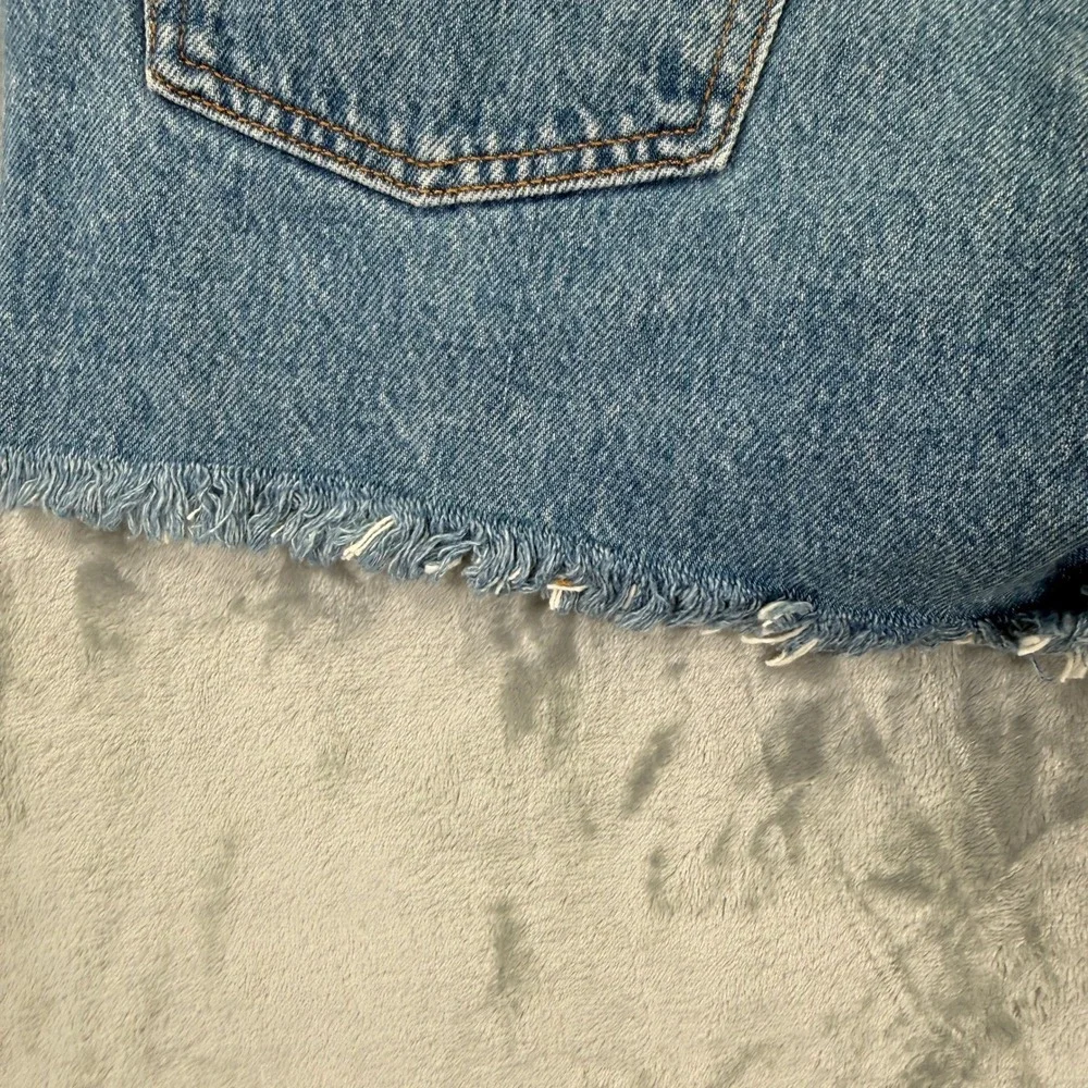 Levis Premium 501 Shorts Womens High Rise Non-Stretch Denim Cut Off Blue